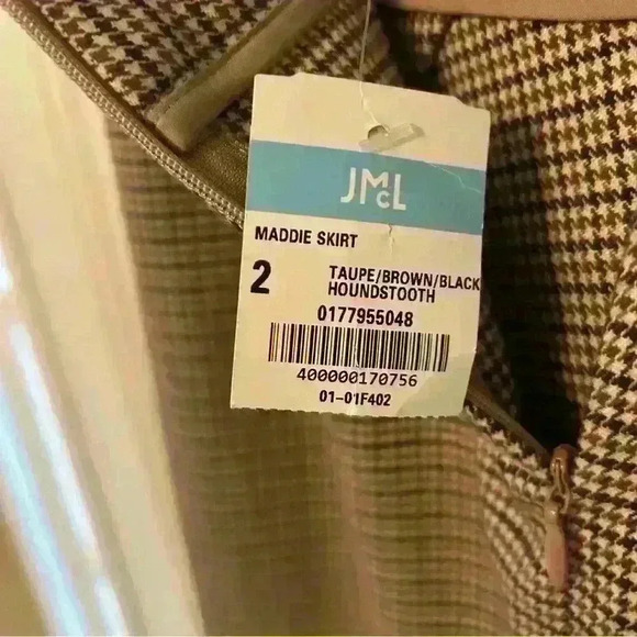 NWT Women’s J. McLaughlin Maddie Skirt.2. Plaid Houndstooth Brown zip front wrap - Picture 7 of 13